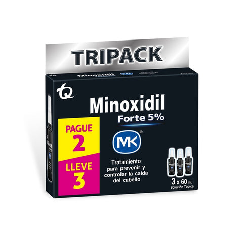 Tripack Minoxidil Forte 5% x 60ML Pague 2 Lleve 3 MK