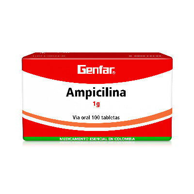 Ampicilina 1 gr 100 tabletas Genfar