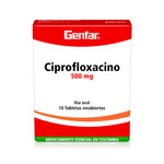 Ciprofloxacino 500 mg 10 tabletas Genfar