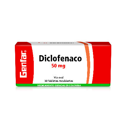 Diclofenaco 50 mg 30 tabletas Genfar