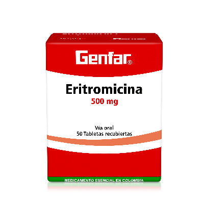 Eritromicina 500 mg 50 tabletas Genfar