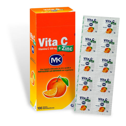 Vitamina Vita C+Zinc Naranja Masticables 100 Tabletas MK