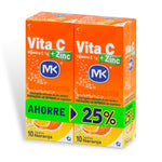 Vitamina Vita C+Zinc 2 Efervescente 10 Tabletas Naranja 25% MK