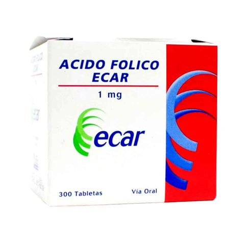 Ácido Fólico 1 MG x 300 Tabletas Ecar