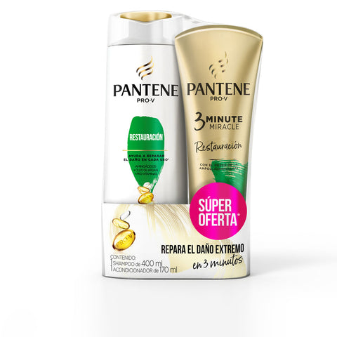 Shampoo Pantene Restauración x 400 mL + Acondicionador 3 Minute Miracle x 170 mL