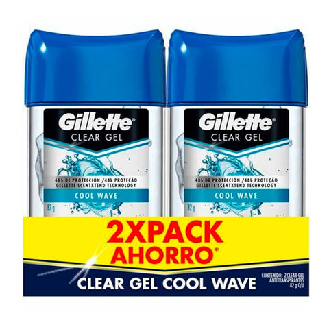 2 Desodorantes Gillette Clear Gel Cool Wave x 82 gramos c/u