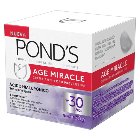 Crema Ponds Age Miracle Con Acido Hialuronico + 30 Años x 50 GR